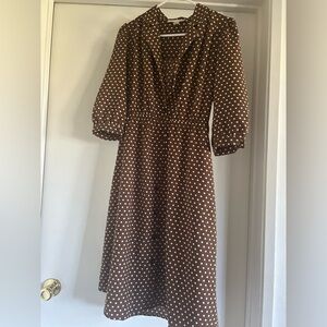 Monteau Brown and White Polka Dot Dress